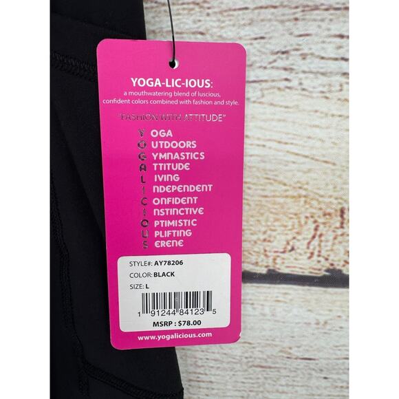 Yogalicious Tech Elastic Free High Waist Side Pocket 7/8 Legging Women's L Black - Picture 8 of 11